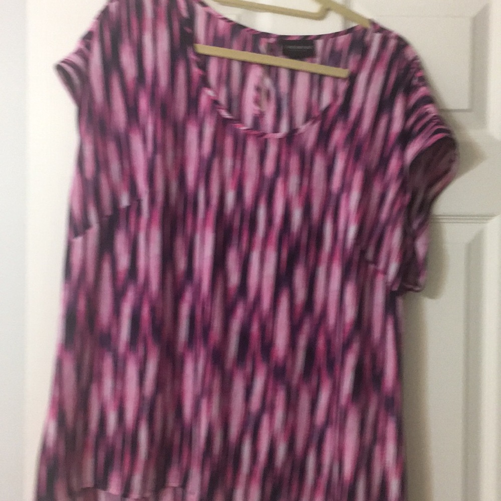 Pink and black striped top